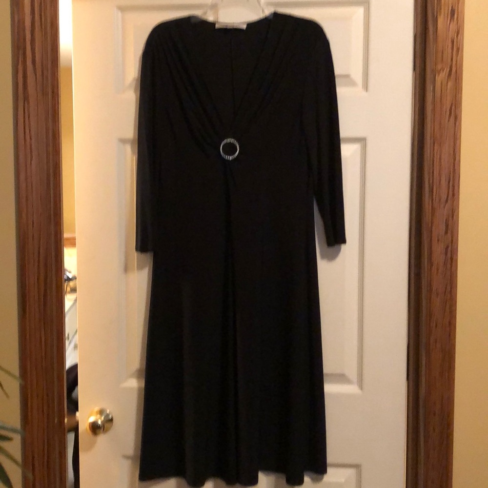 V neck classic timeless black dress